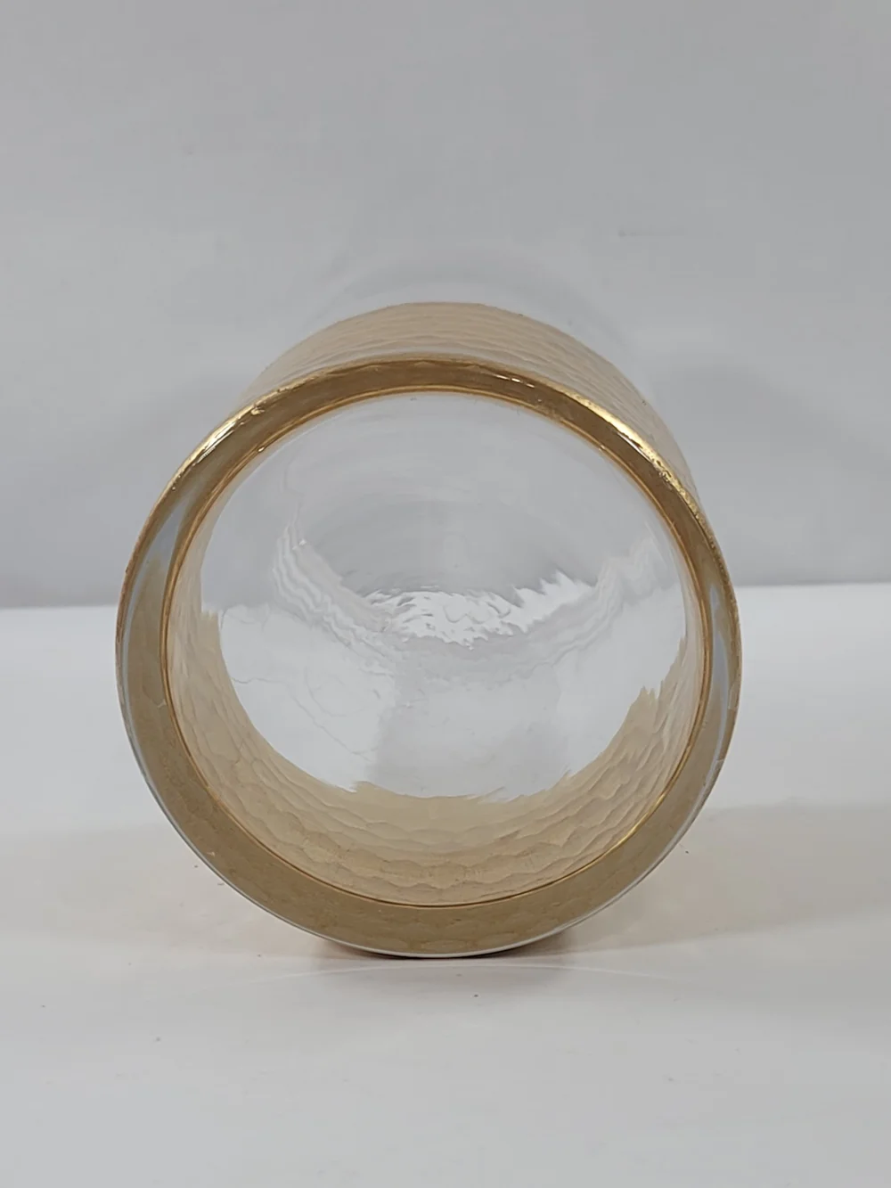 Clear Glass Vase Gold Honeycomb Style Bottom